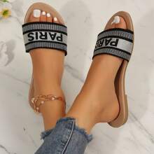 Monogrammed Embroidered Sandals For Women - Comfortable And Stylish Open-Toe Slippers Perfect For Summer And The Beach - Màu be - Xem 6