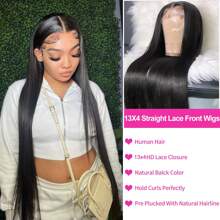 Straight Lace Front Wigs Human Hair 13x4 HD Transparent Lace Front Human Hair Wigs Brazilian Virgin Hair Lace Frontal Wig 200% Density Pre Plucked With Baby Hair Hairline