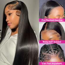 Straight Lace Front Wigs Human Hair 13x4 HD Transparent Lace Front Human Hair Wigs Brazilian Virgin Hair Lace Frontal Wig 200% Density Pre Plucked With Baby Hair Hairline