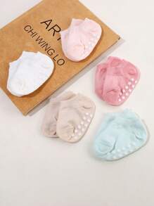5 paia di calzini antiscivolo in gomma traspiranti per ragazze, calzini da barca per bambini con antiscivolo, in colori caramella carini - Multicolore - Visualizzare 2