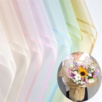 5 件/10 件/20 件哑光边缘防水鲜花包装纸、花束包装纸、花店用品、母亲节礼物、派对装饰、婚礼和生日礼物 DIY - 金边、渐变色、纯色、玫瑰金边框、圣诞节情人节