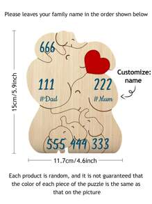 Personalized Elephant Family Name Puzzle - Mother's Day Gift - Family Christmas Gift - Customized Family Puzzle - For Family Of Four - Wife Christmas Gift - Style 1 - View 14