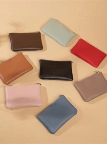 1 件纯色超薄零钱包、迷你钱包、小钱包、便携式信用卡夹、男女通用时尚硬币收纳、钥匙扣、农历新年、情人节、春夏季假期旅行礼物 - 彩色 - 查看 3