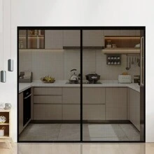 Rideau de porte moustiquaire en fibre de verre magnétique noire, maille dense anti-moustiques pour la maison/le garage, sans perçage, anti-griffures d'animaux, utilisation estivale