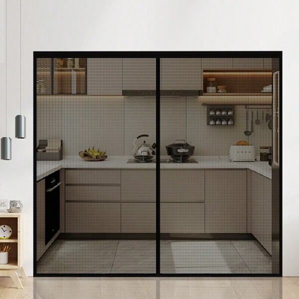 Rideau de porte moustiquaire en fibre de verre magnétique noire, maille dense anti-moustiques pour la maison/le garage, sans perçage, anti-griffures d'animaux, utilisation estivale