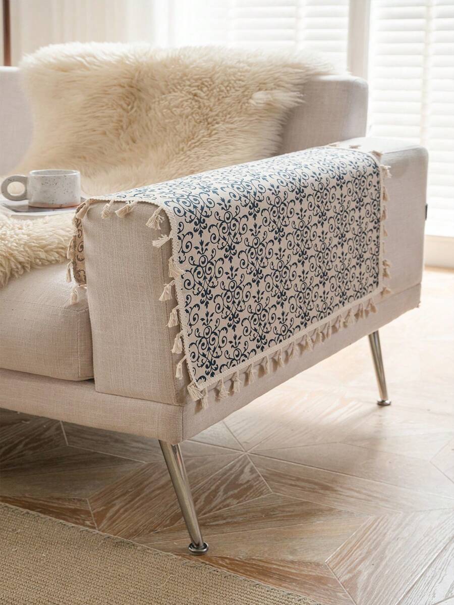 Tokoto 1 khăn trải bàn tua rua in hoa, khăn trải bàn vuông bằng vải lanh polyester hiện đại theo phong cách Boho, thích hợp để trang trí ngày lễ, tiệc tùng, nhà hàng, bếp, phòng ngủ, khách sạn, bàn nhỏ, tủ đầu giường, tủ tiền sảnh, sử dụng cho mọi mùa