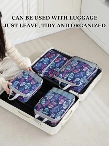 4 件套旅行收纳袋套装，压缩数码和化妆品收纳袋，衣服和鞋子收纳袋