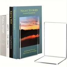 Giá đỡ sách Acrylic trong suốt 6 chiếc, trang trí bàn làm việc, giá sách, chặn sách, thích hợp để đựng văn phòng phẩm, văn phòng, đồ dùng học tập, lưu trữ sách - Nhiều màu - Xem 1