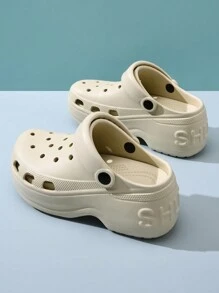 女士新款厚底洞鞋，厚底街头风格平底鞋，随时舒适穿着，用途广泛 - 卡其色 - 查看 7