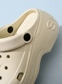 女士新款厚底洞鞋，厚底街头风格平底鞋，随时舒适穿着，用途广泛 - 卡其色 - 查看 9