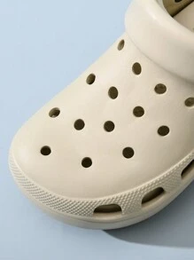 女士新款厚底洞鞋，厚底街头风格平底鞋，随时舒适穿着，用途广泛 - 卡其色 - 查看 2