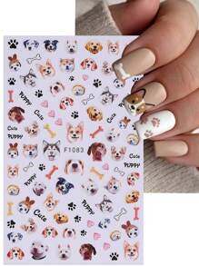 2PCS Cute Dog & Cat Nail Stickers Decals Puppy Paw Lovely Animal Nail Art Designs DIY Sliders 3D Self Adhesive Manicure Nail Supplies For Women Girl Nails Decoration