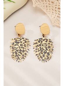 1 Pair Stylish 2025 New Vintage Minimalist Delicate Leaf Design Earrings, Unique Personality Small Accessories, Versatile Gift For Women Daily Wear