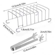 1 件套不锈钢空气炸锅配件架、家用烤面包烤盘夹组合工具、厨房小工具、节日用品、返校用品