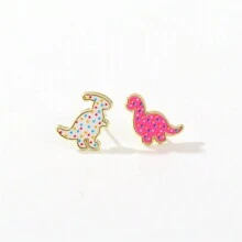 Aretes de dinosaurios lindos, pendientes con esmalte, joyería diaria, regalo para amigos, refinamiento de moda