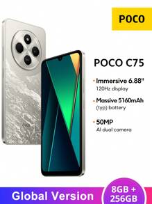 Xiaomi POCO C75 NFC Smartphone 8GB+256GB Global Version Helio G81-Ultra Processor 6.88" 120Hz Cinema-View Display 50MP AI Dual Camera 18W 5160mAh Battery