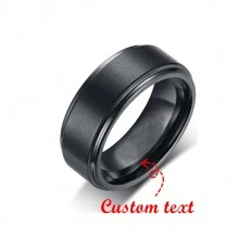 1pc Customized Personalized Laser Engraved Black Tungsten Steel Ring, Gift For Him, Personalized Ring,New Year Glamour - Style - View 5
