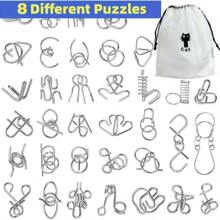 Metalowa układanka z torbą, łamigłówki, test IQ, rozplątywanie żelaznego łańcucha, odblokowywanie gry blokującej, chiński pierścień, magiczny żelazny łańcuch, odpowiedni na przyjęcia, wyzwanie dla dzieci i dorosłych