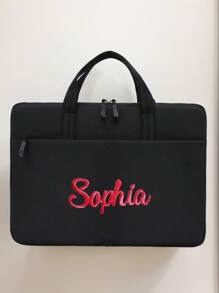 刺绣定制笔记本电脑包，男女通用单肩笔记本电脑内袋，电脑包，斜纹款式，简约牛津布，男士电脑公文包，便携式商务笔记本电脑文件袋 - 彩色 - 查看 11