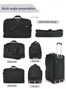 Lightweight Travel Trolley Bag, Large Capacity Expandable Soft Nylon Carry-On Luggage, Essential For Christmas, New Year Holidays Bag For School School Accessories School Stuff