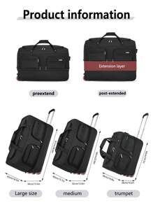Lightweight Travel Trolley Bag, Large Capacity Expandable Soft Nylon Carry-On Luggage, Essential For Christmas, New Year Holidays Bag For School School Accessories School Stuff