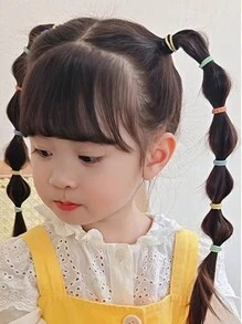 300 peças/conjunto de laços de cabelo coloridos para meninas, pequenas faixas elásticas de cabelo, prendedores de rabo de cavalo não prejudiciais, acessórios de cabelo para meninas da escola