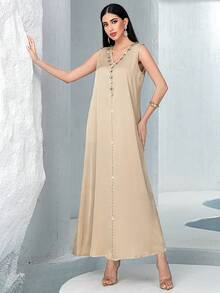 Set de 2 vestidos elegantes para mujer con aplicaciones de strass, de estilo modesto