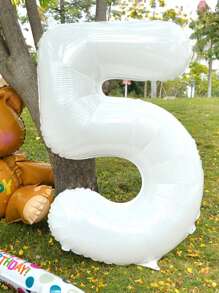 32 英寸大号白色数字铝箔气球，生日庆祝派对装饰，节日装扮道具， - 白色 - 查看 10