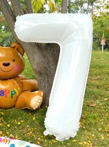 32 英寸大号白色数字铝箔气球，生日庆祝派对装饰，节日装扮道具， - 白色 - 查看 12