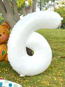 32 英寸大号白色数字铝箔气球，生日庆祝派对装饰，节日装扮道具， - 白色 - 查看 11