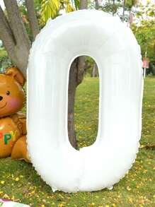 32 英寸大号白色数字铝箔气球，生日庆祝派对装饰，节日装扮道具， - 白色 - 查看 5