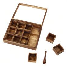 TFCFL Wooden Spice Box, Wooden Spice Box With 12 Containers, Spice Fit Box - 木頭 - 查看 5