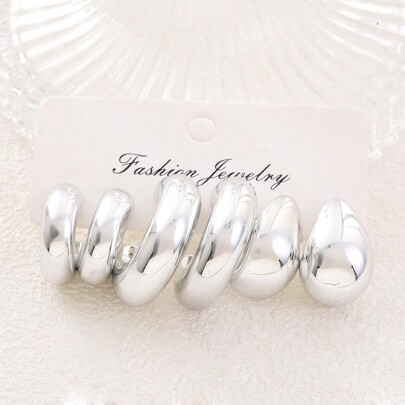 New Arrival Hollow Punk Style Teardrop Silver Stud Earrings For Women, Stage, Retro, Influencer, Unique & Charming For Daily Matching