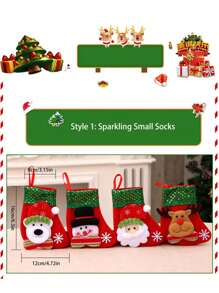 4 قطع/مجموعة جوارب ، أكياس هدايا ، ديكورات جوارب ، إكسسوارات زينة شجرة - متعدد الألوان - مشاهدة 8
