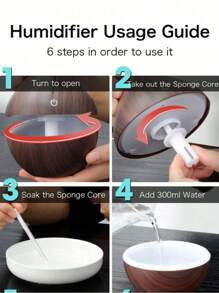 USB Humidifier Set (Includes 2 Bottles Of Essential Oils), Wooden Grain Creative Humidifier, Essential Oils Add Fragrance, Valentine's Day Gift