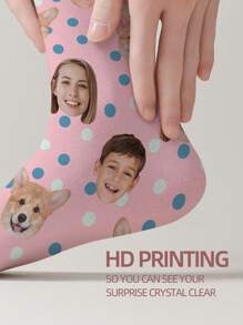 1 双男士中长袜，定制狗脸袜子，个性化宠物脸袜子，带照片定制趣味中筒袜礼物，适合男女，定制情人节生日礼物，适合宠物爱好者女朋友男朋友她他爸爸妈妈最好的朋友的恶作剧礼物