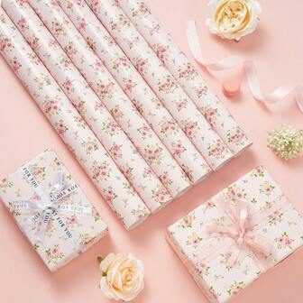 10pcs Pink Flower Bouquet Style Gift Wrapping Papers, Valentine's Day & Mother's Day Gift Wrapping, Couple Gift Wrapping Papers. Red Rose Gift Wrap, Shoe Box, Flower Bouquet DIY Wrapping Paper Set, High-End Gift Wrapping Papers, Birthday Gift Papers, Cute Gift Wraps, Valentine's Day Decorative Papers, Background Papers Valentine's Day