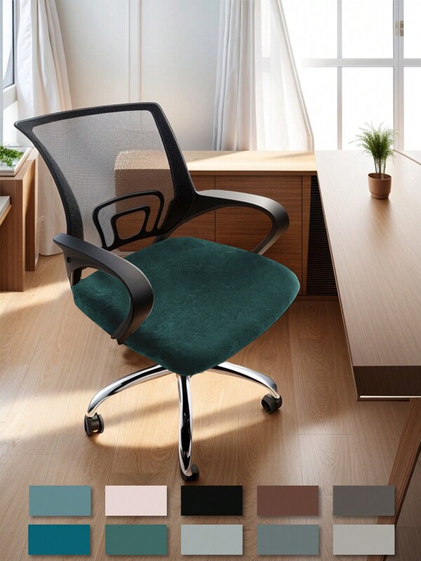 1pc/4pcs/6pcs Plain Silver Fox Velvet High Elasticity Chair Seat Covers, Simple & Elegant, Soft, Comfortable, Warm, Dust-Proof And Dirt-Resistant Office Chair Covers, Suitable For Living Room, Dining Room, Study, Office Chairs