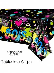 80s Plastic Party Tablecloth, Green Purple Teal Balloons, Back To The 80s Party Decorations 80's Party Hanging Swirls, 80's Party Table Cover 80s Birthday Party Supplies, The 80's Hip Hop Party Decoration, Throwback Birthday Party Decoration For Dining Room