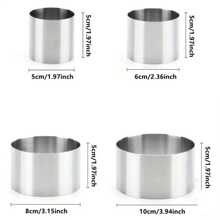 1 件/4 件不锈钢慕斯圈 DIY 慕斯圆形不锈钢迷你蛋糕挞圈圆形提拉米苏玛芬模具厨房糕点烘焙工具甜点慕斯模具 - 白色 - 查看 2