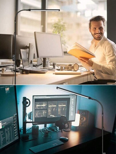 Bright LED Vloer Lamp Adjustable Temperature Dimmable Brightness Moderne Lamps, USB Height Gooseneck St ing Work Verlichting Reading, Office, Living Room, Bedroom, Eyelash Extensions, Facial Spa, Salon Makeup view 4