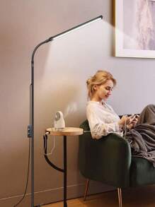 Lampada da terra a LED luminosa - temperatura del colore regolabile e luminosità dimmerabile, lampade da terra moderne, luce da lavoro regolabile in altezza a collo di cigno con USB, per lettura, ufficio, soggiorno, camera da letto, estensione ciglia, centro benessere viso, salone e make-up