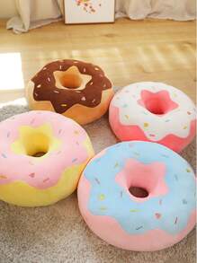 Cojín redondo de 14 pulgadas con forma de rosquilla rosa, cojín decorativo de impresión digital 3D, suave y cómodo, accesorio divertido con forma de comida, ligero y acolchado para sofá, silla, piso