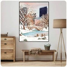 1 件纽约书店艺术印刷品中央公园季节夜晚海报帆布画墙壁艺术图片咖啡馆家居装饰，无框架 - 彩色 - 查看 12