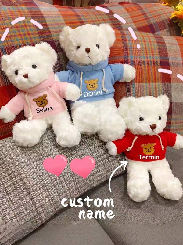 1pc Tiny Teddy Bear Doll,Customized Name For Her,Stuffed Animal Plush Toys DIY Keychain Bag Pendant ,Wedding Birthday Gift Box Doll Toy For Birthday Cake Wedding Decorations Party Favors Supplies Charm DIY Accessory
