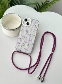 TPU材质薰衣草玫瑰印花透明软手机壳,配有可拆卸肩带/斜挎带,兼容 17/17 Pro/Air/17 Pro Max/15 Pro Max/15 Pro/15 Plus/11/12/12 Pro Max/13/13 Pro Max/14/14 Pro Max/14 Plus/16/16 Pro/16 Plus/16 Pro Max,春季礼物 - 彩色 - 查看 5