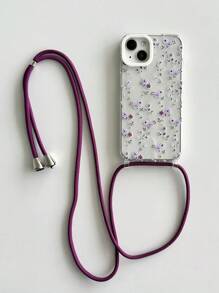 TPU材质薰衣草玫瑰印花透明软手机壳,配有可拆卸肩带/斜挎带,兼容 17/17 Pro/Air/17 Pro Max/15 Pro Max/15 Pro/15 Plus/11/12/12 Pro Max/13/13 Pro Max/14/14 Pro Max/14 Plus/16/16 Pro/16 Plus/16 Pro Max,春季礼物 - 彩色 - 查看 4