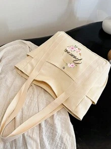 定制名称，时尚定制文字手提包，印有金色圆框花环图案，可在图案中间定制所需文字。大容量帆布包，适合通勤、旅行、商务旅行、购物、超市购物、聚会、学校、返校、色彩鲜艳、可爱、可爱、卡哇伊、Y2K、Vacay Vibes/度假、休闲、通勤、商务休闲、定制、个性化、独特、定制、旅行包、大号手提包、女朋友、男朋友、家人、朋友、户外/郊游/旅行/徒步旅行/体育场/运动/登山、商务/通勤/工作/办公室、度假