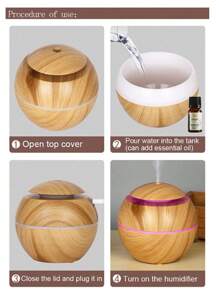 USB Powered Mist Humidifier, Circular Wood Grain Creative Humidifier, Compact Home & Car Portable Moisturizing Device, Valentine's Day Gift