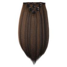 7 Pcs 14/18/22 Synthetic Yaki Kinky Clip Ins Hair Extensions For Full Head Yaki Straight Clip Ins Synthetic Hair Extensions Brown - Multicolor - View 15